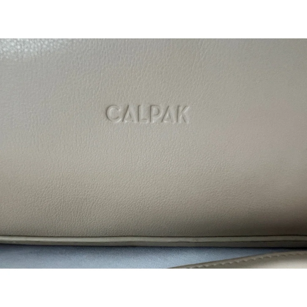 CalPak Taupe Leather Tote Bag with Adjustable Strap. Tags are no longer intact.